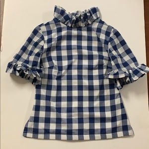 Checkered blue ruffle top